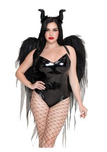 Leg Avenue Dark Enchantress Chiffon Wings and Horn Headband (2 Piece) - O/S - Black