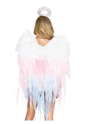Leg Avenue Angel Ombre Chiffon Wings and Halo Headband (2 Piece) - O/S - Multicolor