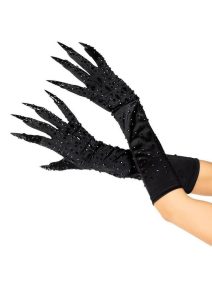 Leg Avenue Rhinestone Claw Gloves - O/S - Black