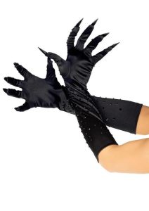 Leg Avenue Rhinestone Claw Gloves - O/S - Black