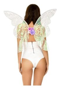 Leg Avenue Iridescent Glitter Fairy Wings with Flower Accent - O/S - Multicolor