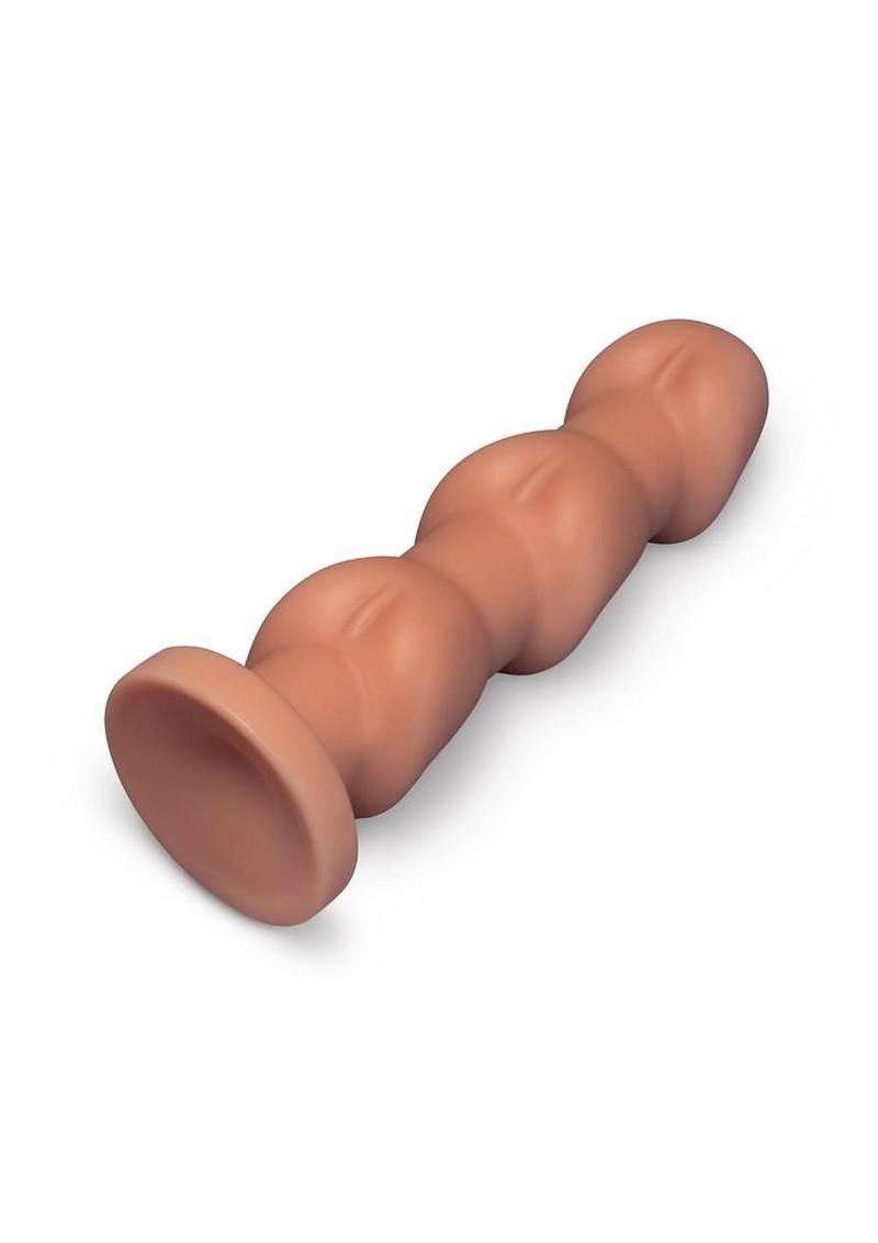 B-Vibe Headz Multi Bulb Dildo with Flared Base 10.5in - Caramel - Image 3