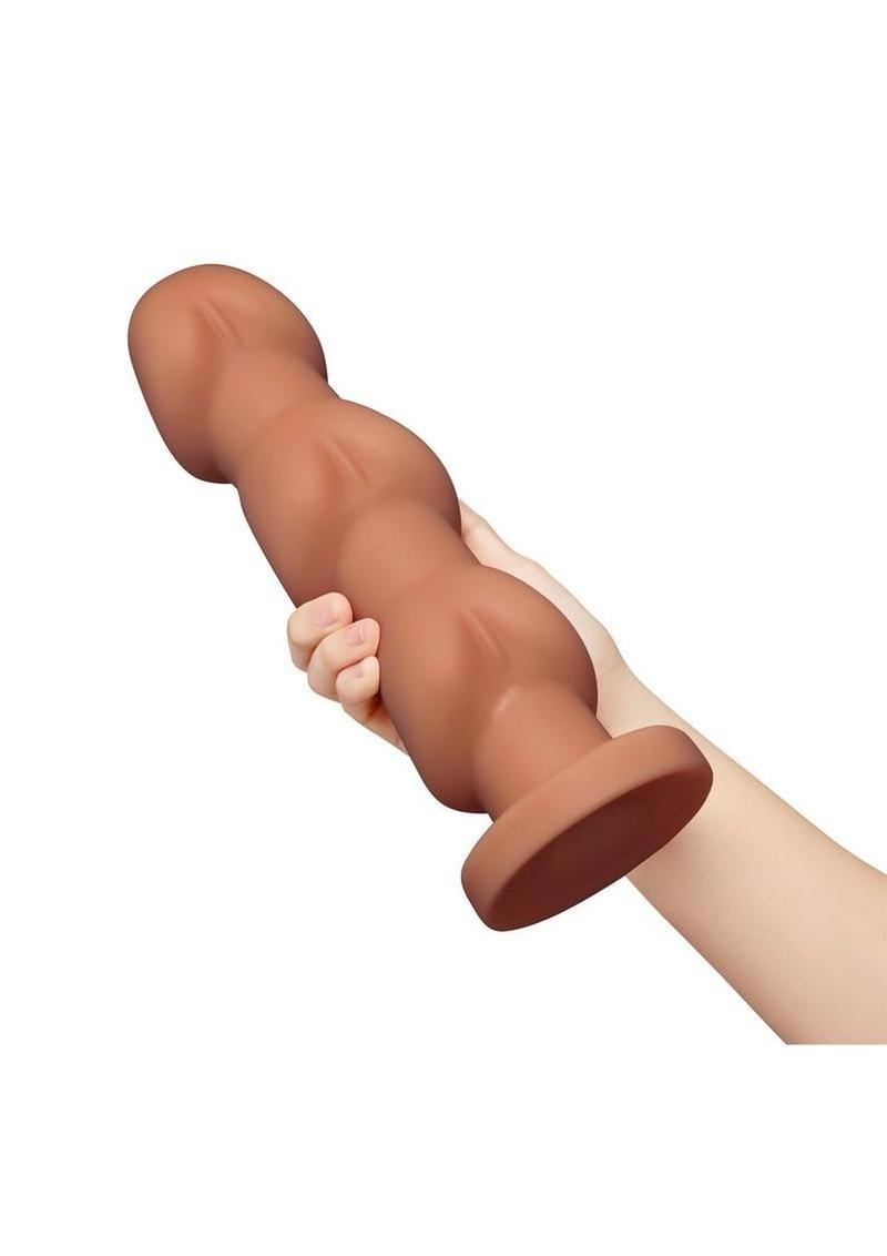 B-Vibe Headz Multi Bulb Dildo with Flared Base 10.5in - Caramel - Image 4