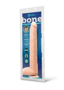 B-Vibe Bone Dildo with Balls and Suction Cup 17in - Vanilla