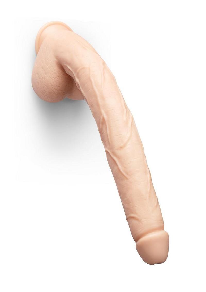 B-Vibe Bone Dildo with Balls and Suction Cup 17in - Vanilla