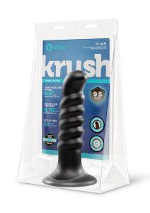 B-Vibe Krush Curved and Ribbed Dildo with Suction Cup - Black