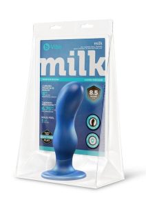 B-Vibe Milk Curved Anal Trainer with Tapered Tip and Suction Cup 8.5in - Blue