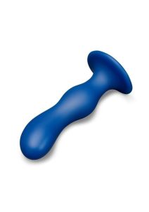 B-Vibe Milk Curved Anal Trainer with Tapered Tip and Suction Cup 8.5in - Blue