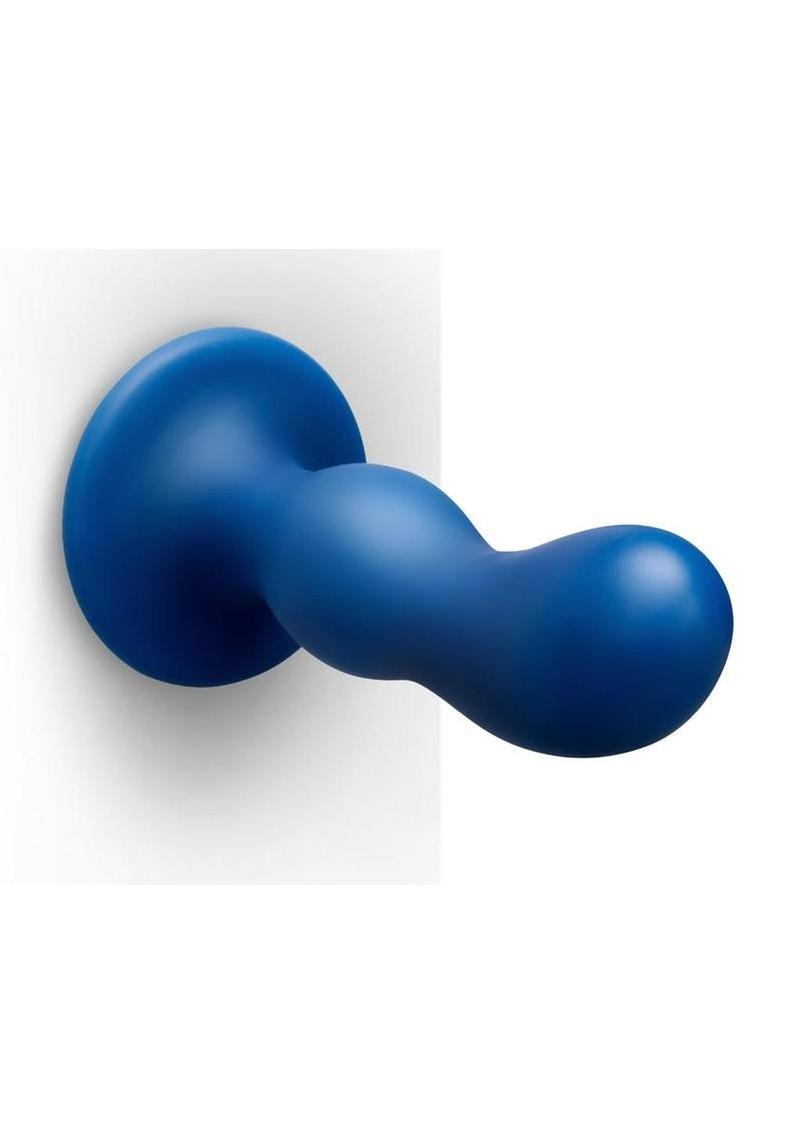 B-Vibe Milk Curved Anal Trainer with Tapered Tip and Suction Cup 8.5in - Blue - Image 3