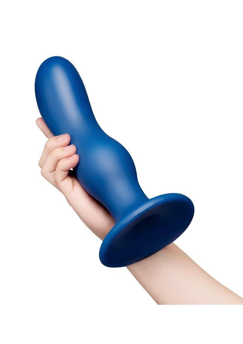 B-Vibe Milk Curved Anal Trainer with Tapered Tip and Suction Cup 8.5in - Blue - Image 4