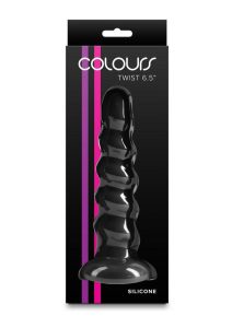 Colours Twist Silicone Dildo with Suction Cup 6.5in - Black