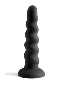 Colours Twist Silicone Dildo with Suction Cup 6.5in - Black
