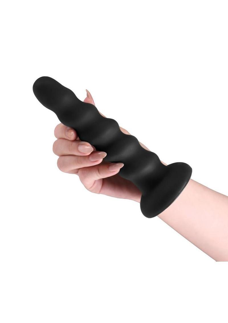 Colours Twist Silicone Dildo with Suction Cup 6.5in - Black - Image 3