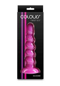 Colours Twist Silicone Dildo with Suction Cup 6.5in - Purple