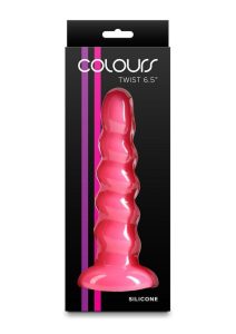 Colours Twist Silicone Dildo with Suction Cup 6.5in - Pink