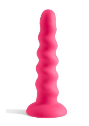 Colours Twist Silicone Dildo with Suction Cup 6.5in - Pink