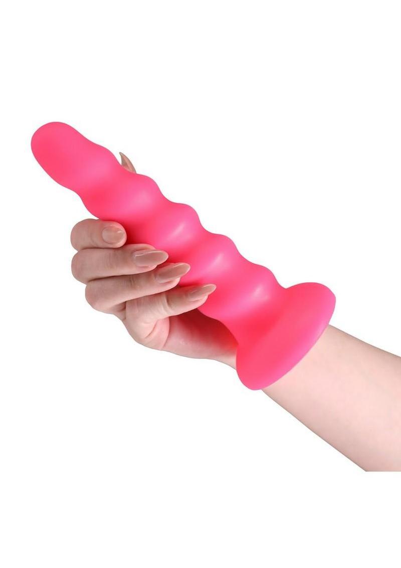 Colours Twist Silicone Dildo with Suction Cup 6.5in - Pink - Image 3