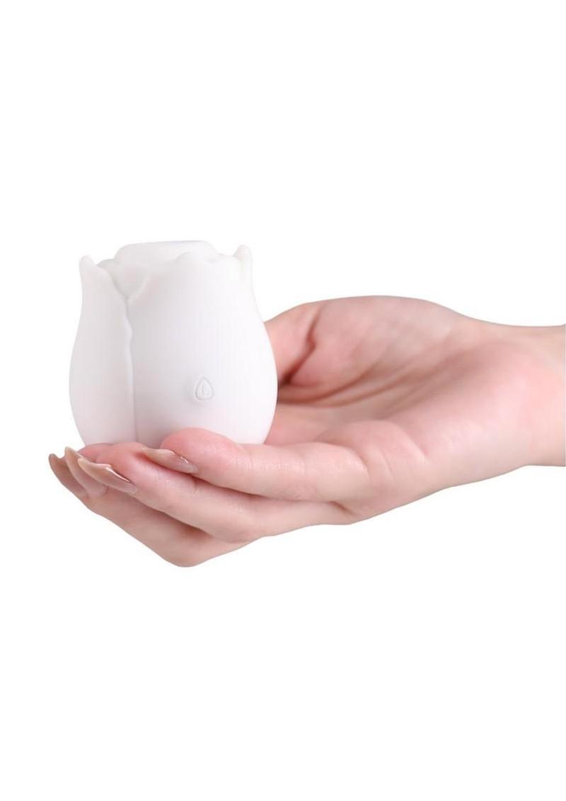 INYA The Vibrating Rose Rechargeable Silicone Clitoral Vibrator - White - Image 3