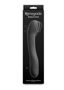 Renegade Wiggle Stick Rechargeable Silicone Flexible Gyrating Vibrator 7.5in - Black