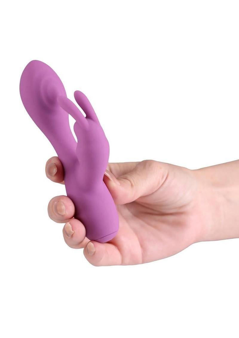 X and O`s Devotion Rechargeable Silicone Compact Rabbit Vibrator - Purple - Image 3