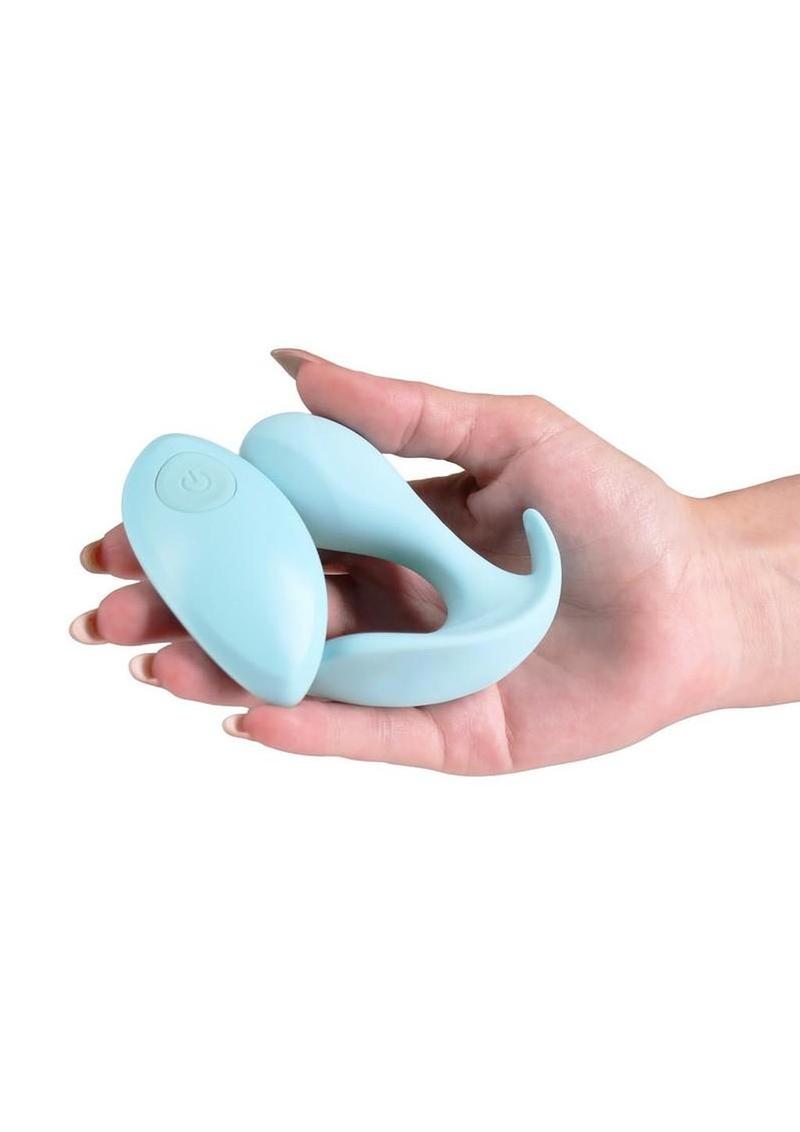 Minnie`s Pop Rechargeable Silicone Insertable Panty Vibe with Remote Control - Blue - Image 3