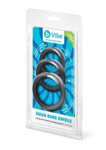 B-Vibe Snug Ring Thick Silicone Cock Ring (3 Pack) - Black