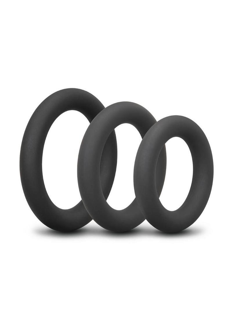 B-Vibe Snug Ring Thick Silicone Cock Ring (3 Pack) - Black