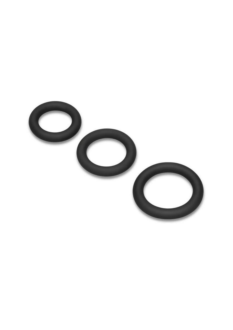 B-Vibe Snug Ring Thick Silicone Cock Ring (3 Pack) - Black - Image 3