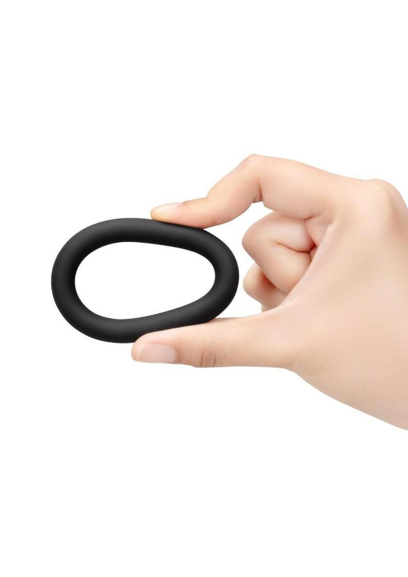 B-Vibe Snug Ring Thick Silicone Cock Ring (3 Pack) - Black - Image 4