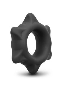 B-Vibe Flex Ring Spike Silicone Cock Ring - Black