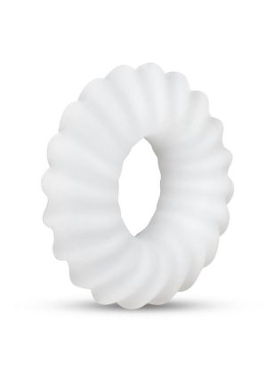 B-Vibe Flex Ring Ripple Silicone Cock Ring - White