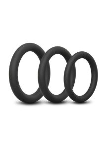 B-Vibe Snug Ring Lite Silicone Cock Ring (3 Pack) - Black