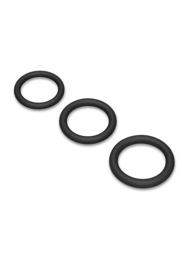 B-Vibe Snug Ring Lite Silicone Cock Ring (3 Pack) - Black - Image 3