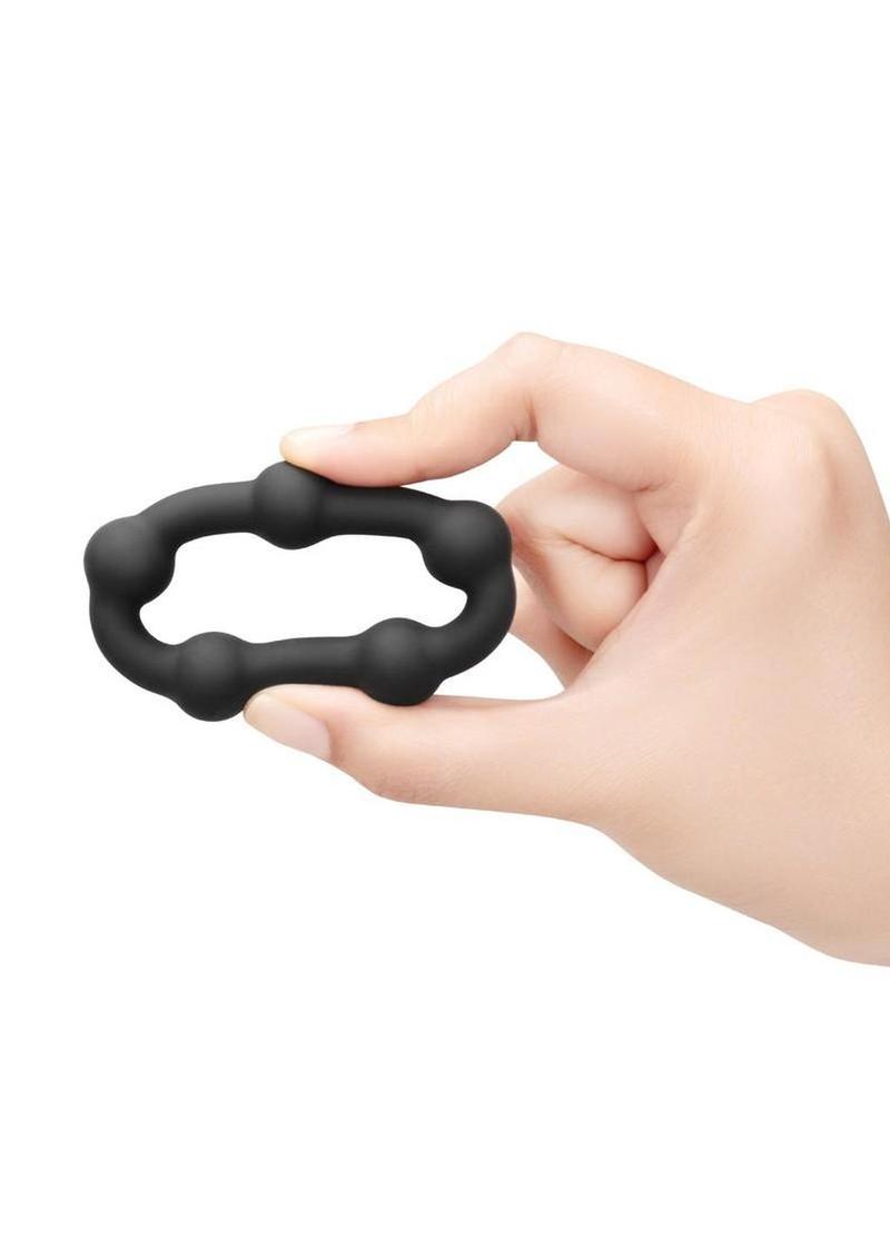 B-Vibe Snug Ring Orbit Nubby Silicone Cock Ring - Black - Image 4