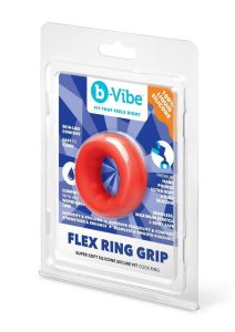 B-Vibe Flex Ring Grip Silicone Cock Ring - Red