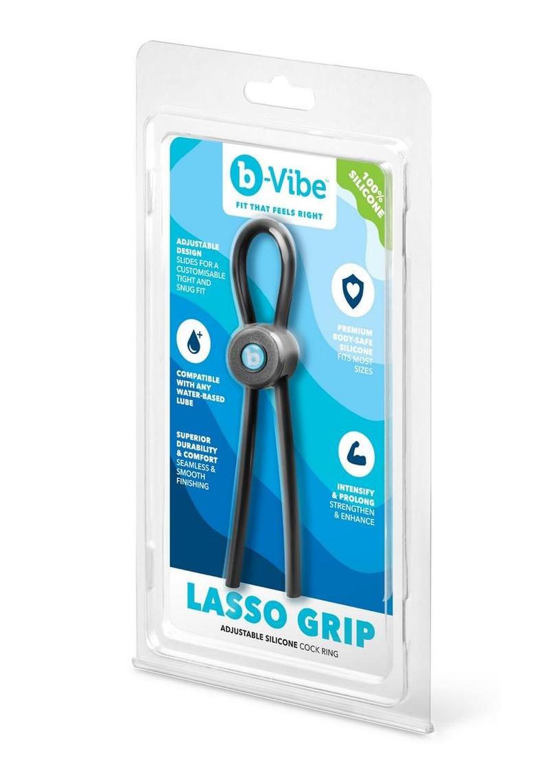 B-Vibe Lasso Grip Adjustable Silicone Cock Ring - Black