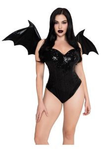 Wet Look Strapless Bat Wings - O/S - Black