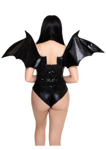 Wet Look Strapless Bat Wings - O/S - Black