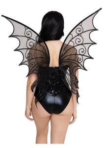 Leg Avenue Glitter Strapless Pixie Wings - O/S - Black
