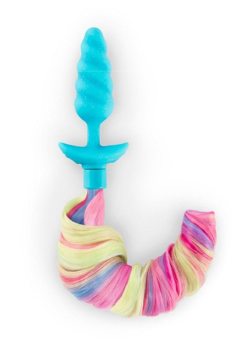 B-Vibe Unicorn Vibrating Plug with Tail – Rainbow