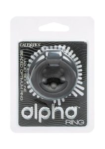 Alpha Liquid Silicone Beaded Optimum Cock Ring - Black