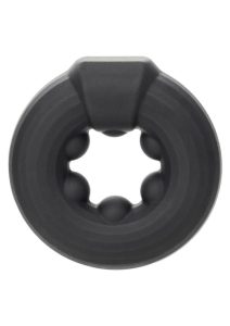 Alpha Liquid Silicone Beaded Optimum Cock Ring - Black