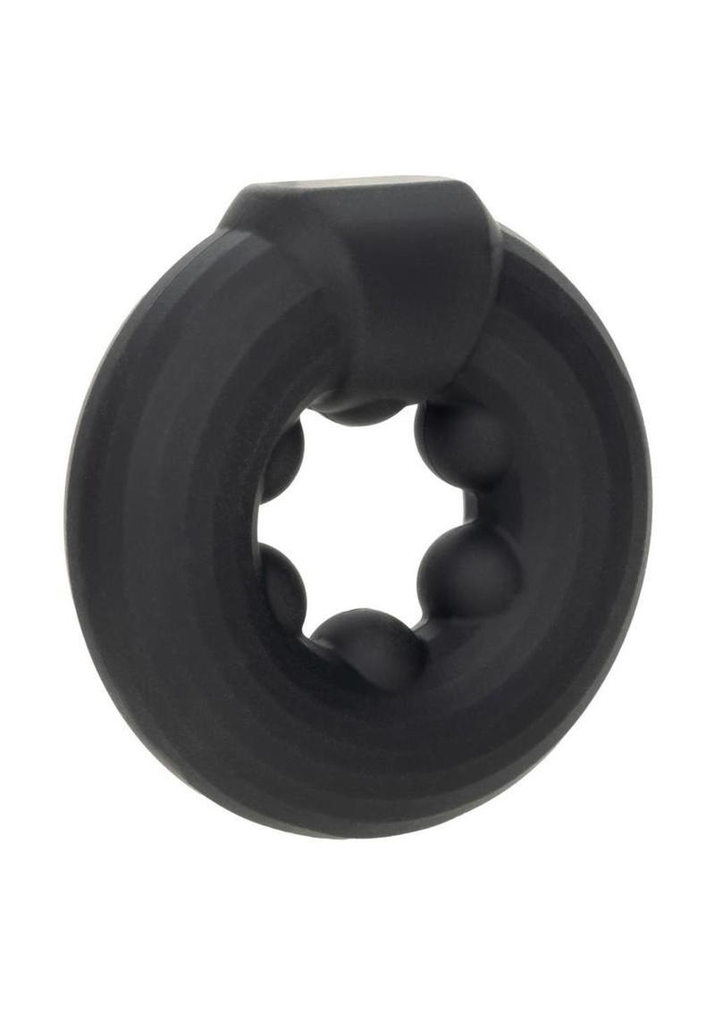 Alpha Liquid Silicone Beaded Optimum Cock Ring - Black - Image 3