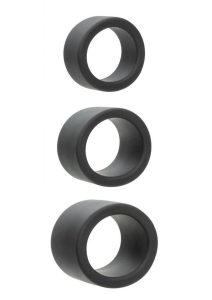 Alpha Liquid Silicone Cock Ring Endurance Set (3 Piece) - Black