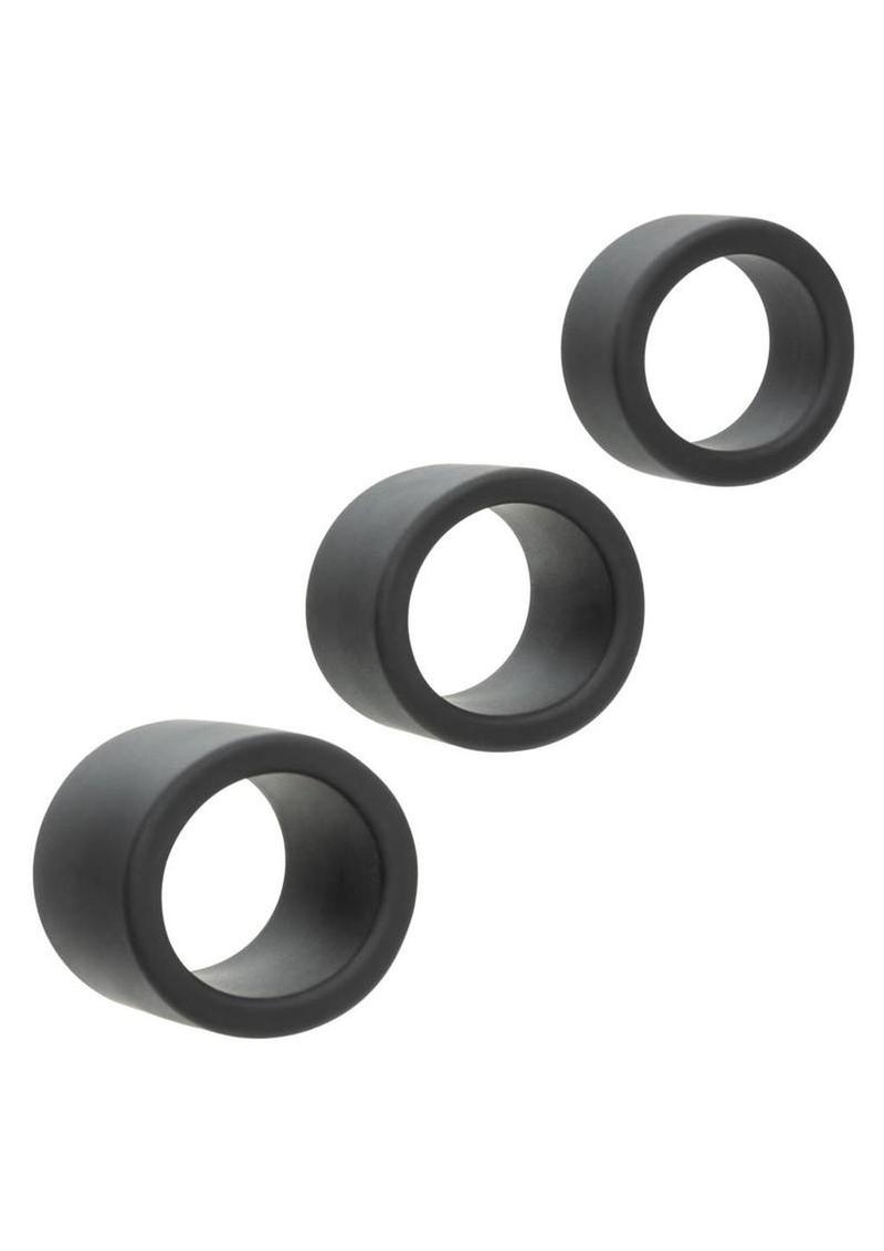 Alpha Liquid Silicone Cock Ring Endurance Set (3 Piece) - Black - Image 3