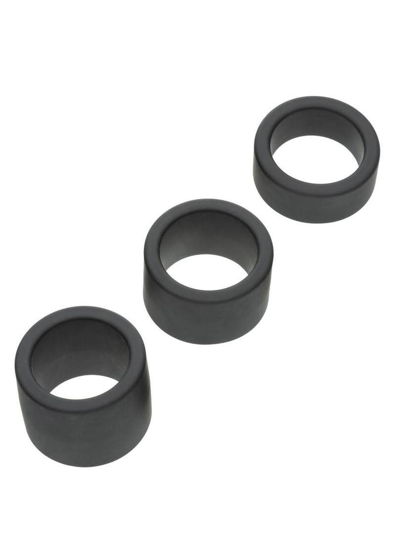 Alpha Liquid Silicone Cock Ring Endurance Set (3 Piece) - Black - Image 4