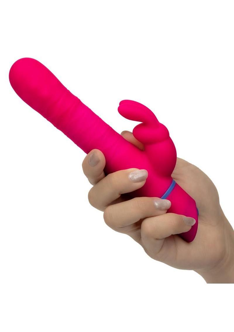 Love Bunny Beaded Spin Bunny Rechargeable Silicone Dual Motor Vibrator - Pink - Image 4