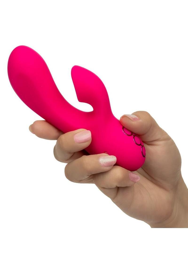 California Dreaming Summer Lovin` Venice Beach Babe Rechargeable Silicone Dual Stimulating Vibrator - Pink - Image 4