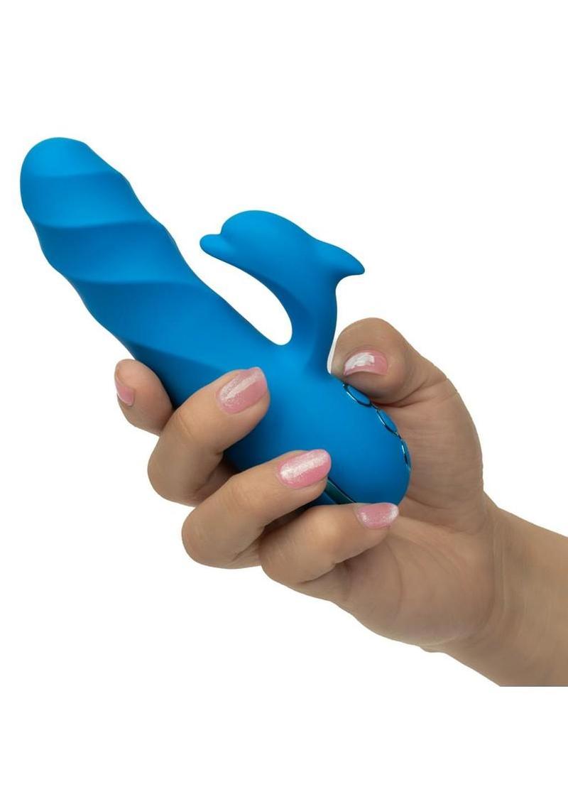 California Dreaming Summer Lovin` Frisco Fantasy Rechargeable Silicone Dual Stimulating Vibrator - Blue - Image 4