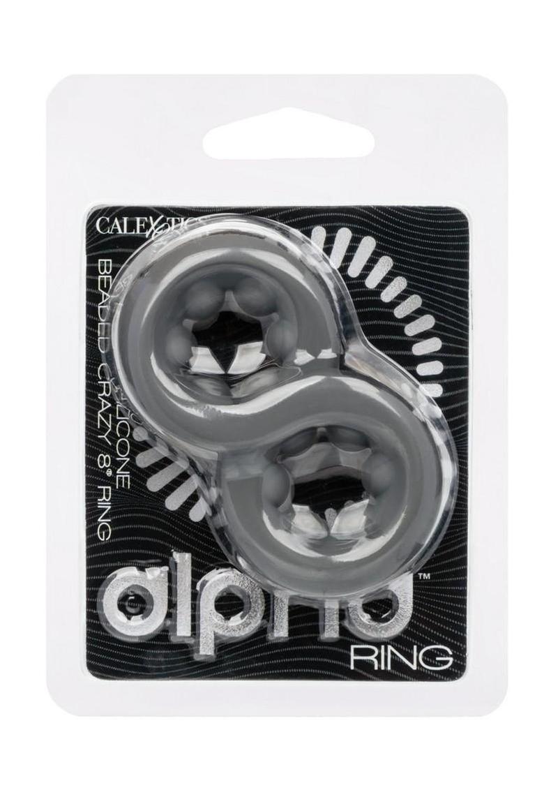 Alpha Liquid Silicone Beaded Crazy 8 Cock Ring - Gray